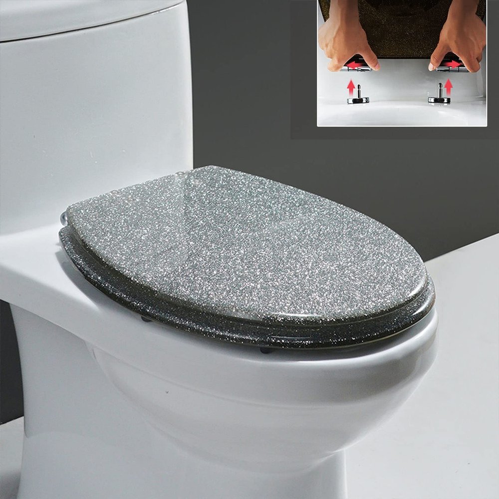 BGFYUSF Glitter Resin Toilet Seat with Soft-Close Lid