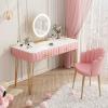 Modern Vanity Table with Drawers and Mirror view 1