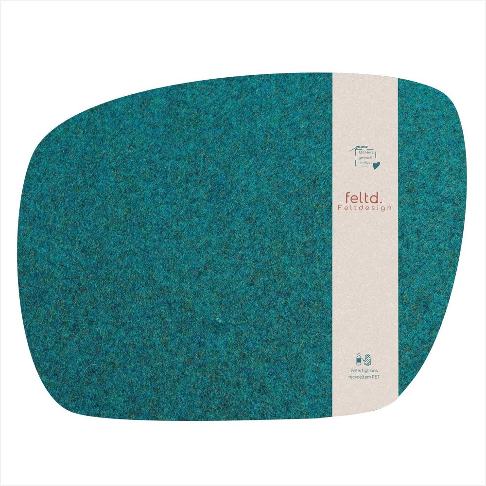 Feltd. Paros Felt Placemats, Petrol, Set of 4, 45 x 35 cm