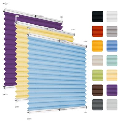 Plisart No-Drill Adhesive Pleated Blind for Window Frames – Light Blue, 100 x 150 cm