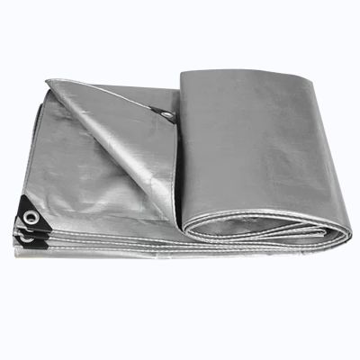 Extra-Large Silver Plastic Tarp, 4 x 9 m, with Metal Eyelets