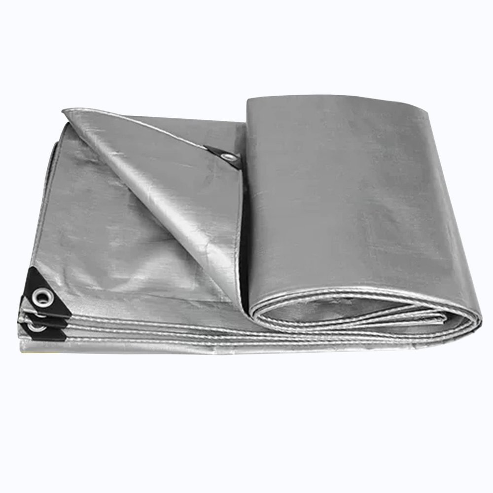 Extra-Large Silver Plastic Tarp, 4 x 9 m, with Metal Eyelets