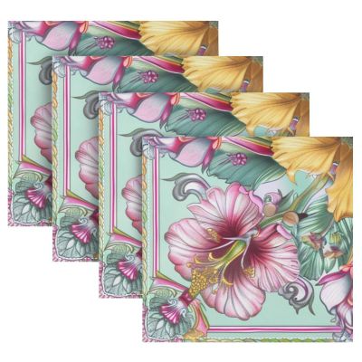 Trendy Boho Cloth Napkins, Colorful Floral Design, 4-Pack, 20 x 20 in