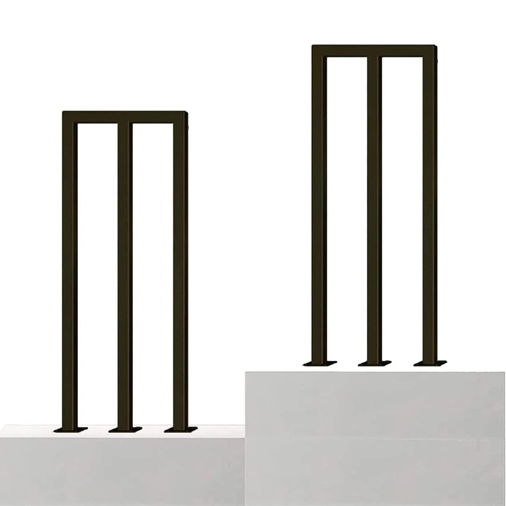 Modern Black M-Shaped Square-Tube Handrail for Indoor and Outdoor Use