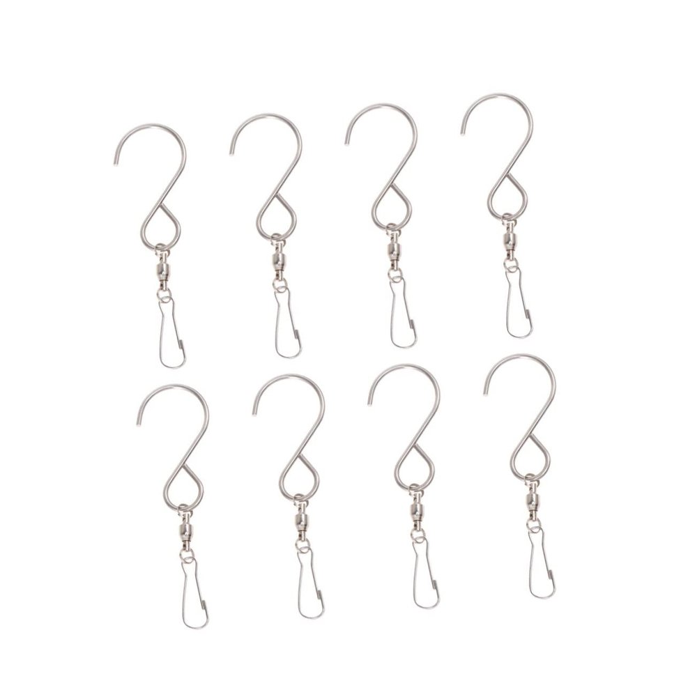 MUCKLILY 8-Piece Stainless Steel S-Hooks for Kitchen and Display, Rotating and Rust-Resistant