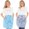 Schuerzenfabrik Cotton Half Apron, Blue/Light Blue Floral Pattern, Short Cooking Apron with 2 Pockets, Color: Double Pack 5 view 1