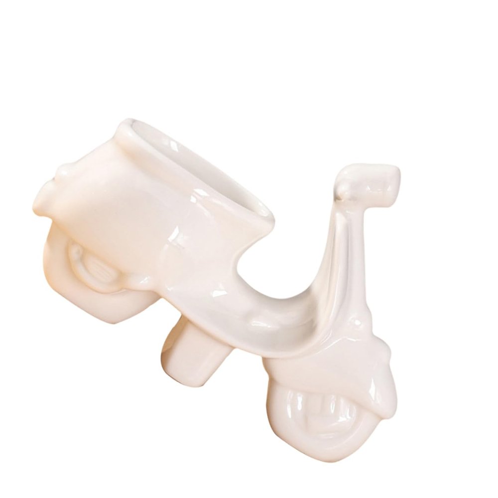 White Ceramic Motorcycle-Design Cartoon Succulent Pot