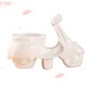 White Ceramic Motorcycle-Design Cartoon Succulent Pot view 3
