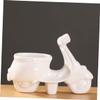 White Ceramic Motorcycle-Design Cartoon Succulent Pot view 4