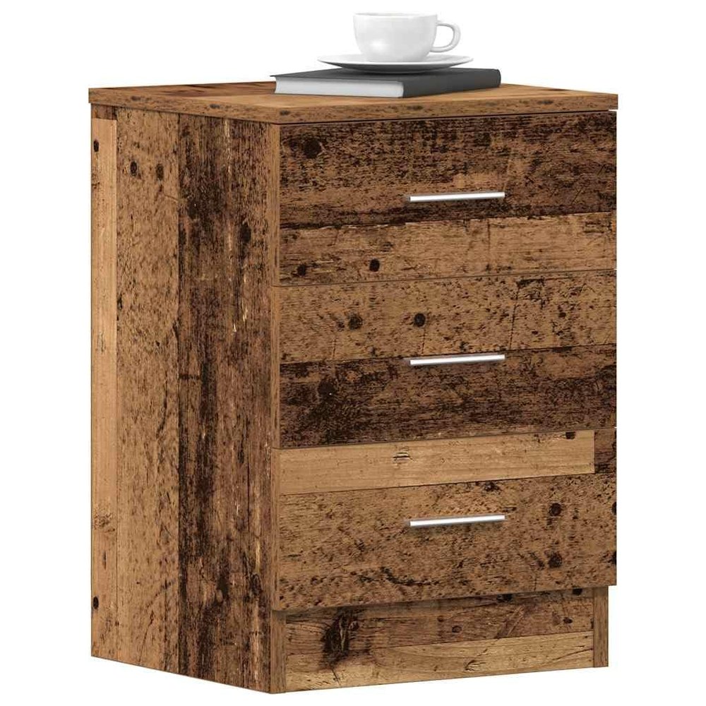 qohoio Nightstand, 38 x 35 x 55 cm, Reclaimed Wood Look, Engineered Wood