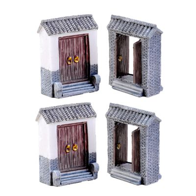 Sosoport Small Resin Door Decorations, Random Style, 4-Piece Set, Brick Door Design, Microlandscape Ornaments for Home and Garden Decor