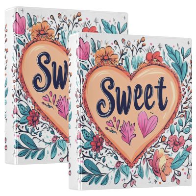 Valentine's Day Florals Peach True Love Heart 3-Ring Binder, 1.5 in, Pocket Cover, 1/2 Pack