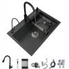 Brigtviee Multifunctional Stainless Steel Kitchen Sink, 1 Basin, Black, 68 x 45 cm view 1