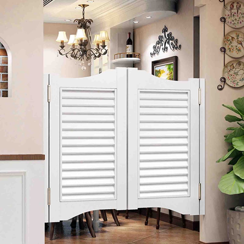 Solid Wood Café Saloon Doors for Bar or Kitchen, White, 70–80 cm