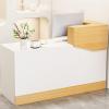 Wood Reception Desk with Lockable Filing Cabinet and Checkout Counter view 1
