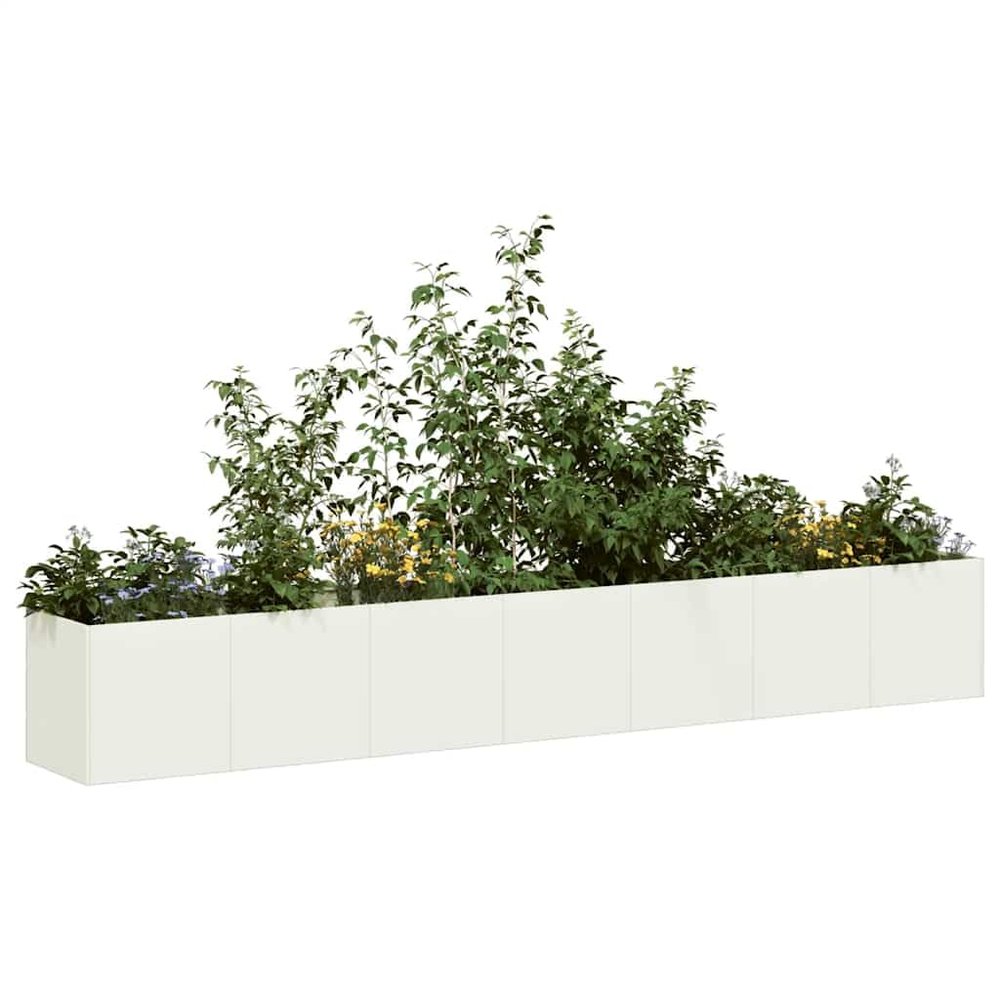 Myheimly Raised Planter Box, White, 280 x 40 x 40 cm, Cold-Rolled Steel