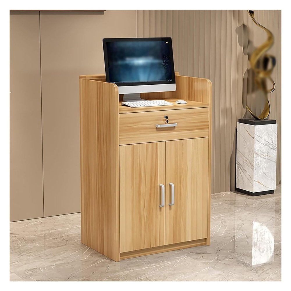 Modern Reception Desk with Cash Register, Office Computer Station for Home, Office, Salon, Spa and Lobby, 60 x 40 x 90 cm