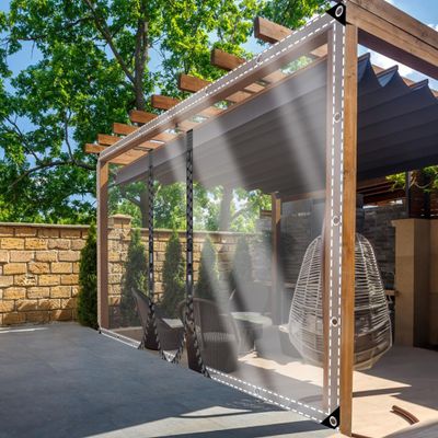 Transparent Waterproof PVC Tarp, Custom-Cut, with Two Zippers, 0.35 mm, 3 m x 7.2 m