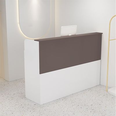 Modern Reception Desk with Lockable Drawer and Open Shelves for Supermarkets and Convenience Stores
