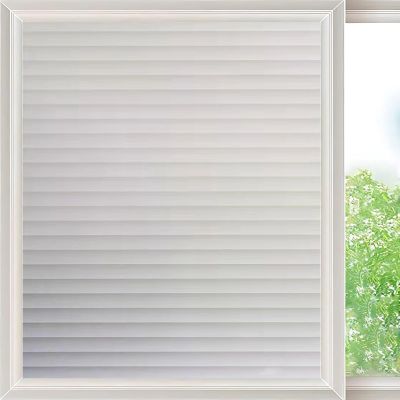 Frosted Window Privacy Film 120 x 900 cm, Static Cling, No Adhesive, Reusable, Slatted Pattern