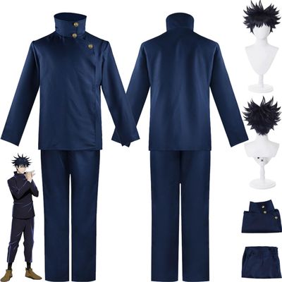 bbganlian Jujutsu Kaisen Fushiguro Megumi Cosplay Costume Outfit, Gojo Satoru Role-Play Uniform Set with Wig for Men (S)