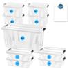 Lidded Storage Boxes 7L–80L, Stackable Plastic Boxes with Snap Closures, Food-Safe Set (4 × 32L & 1 × HLKauf Block) view 2
