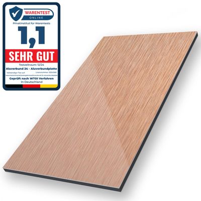 Aluverbund 24 Aluminum Composite Panel, 3 mm, Brushed Bronze/RAL006, 150 x 260 cm