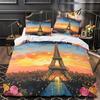 Eiffel Tower Paris Bedding Set 135 x 200 cm, 100% Microfiber, with Zipper and 2 Pillowcases view 2