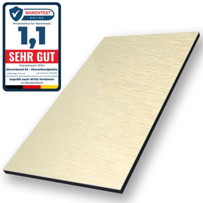Aluverbund 24 Aluminum Composite Panel, 3 mm Thick, Gold Brushed/007, 120 x 200 cm