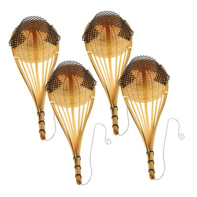 4-Piece Hanging Orchid Pots, Woven Metal Flower Baskets, Yellow