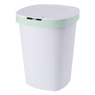 PRETYZOOM Large Green Plastic Trash Can with Push Button and Lid