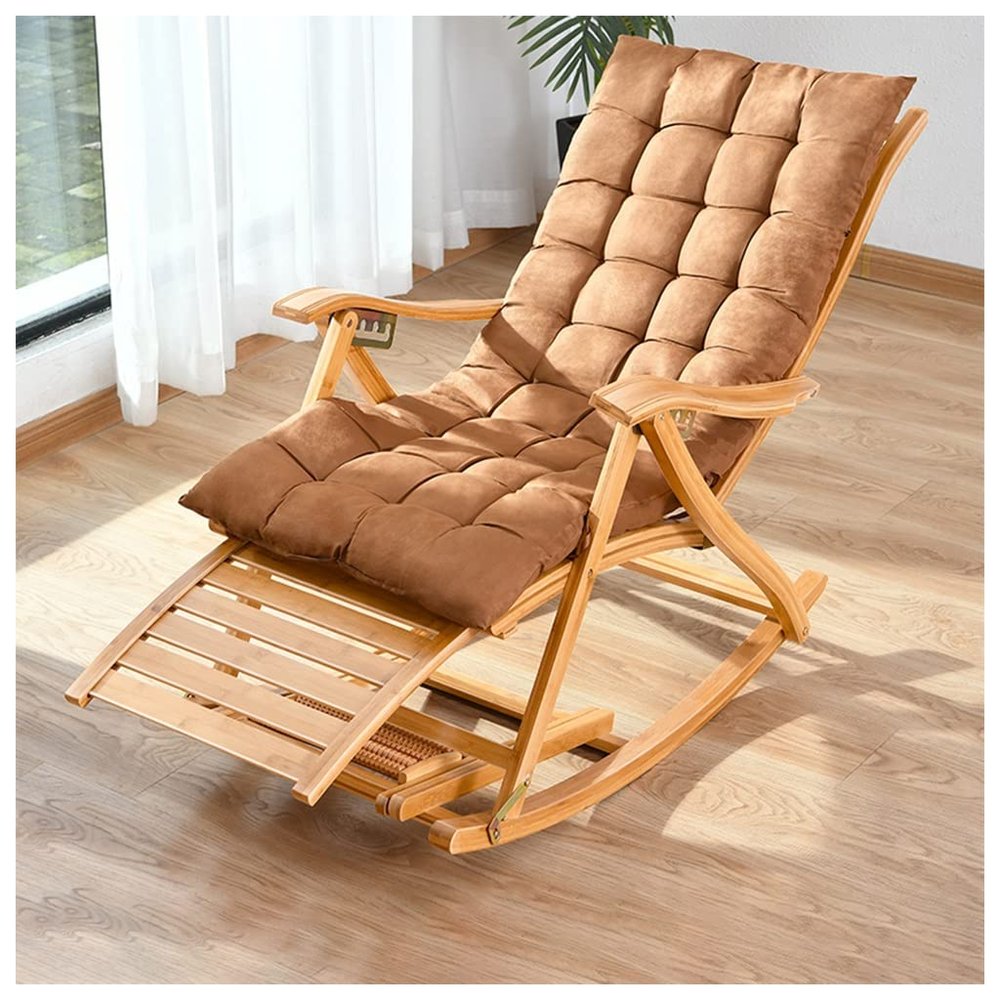 OLSKFUH Folding Lounge Chair with Ottoman, Brown