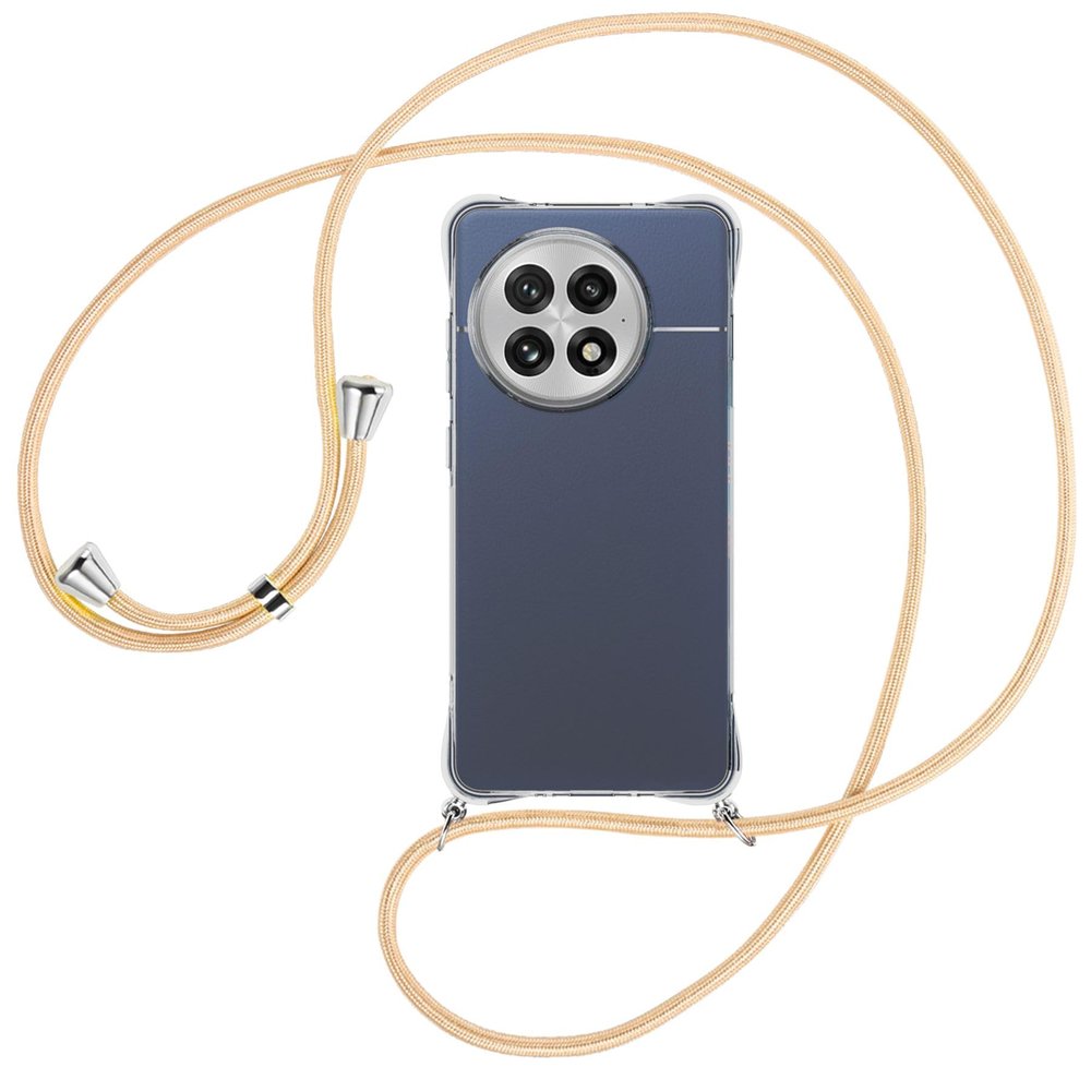 mtb more energy Phone Lanyard Case for OnePlus ACE5 5G – Gold Cord/Silver Metal Parts