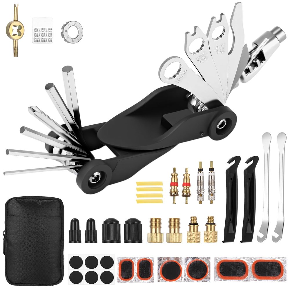 Zaxiva 37-Piece Bicycle Repair Tool Kit, 17-in-1 Portable Multitool with Storage Bag