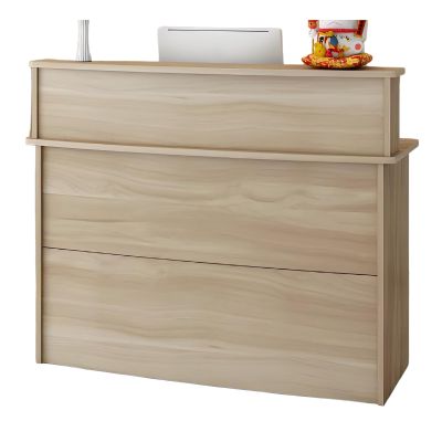 Snaweo Reception Desk with Drawer, Cable Pass-Through, Walnut A, 120 cm/47 in
