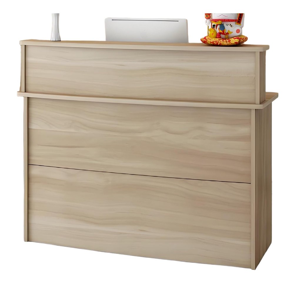 Snaweo Reception Desk with Drawer, Cable Pass-Through, Walnut A, 120 cm/47 in