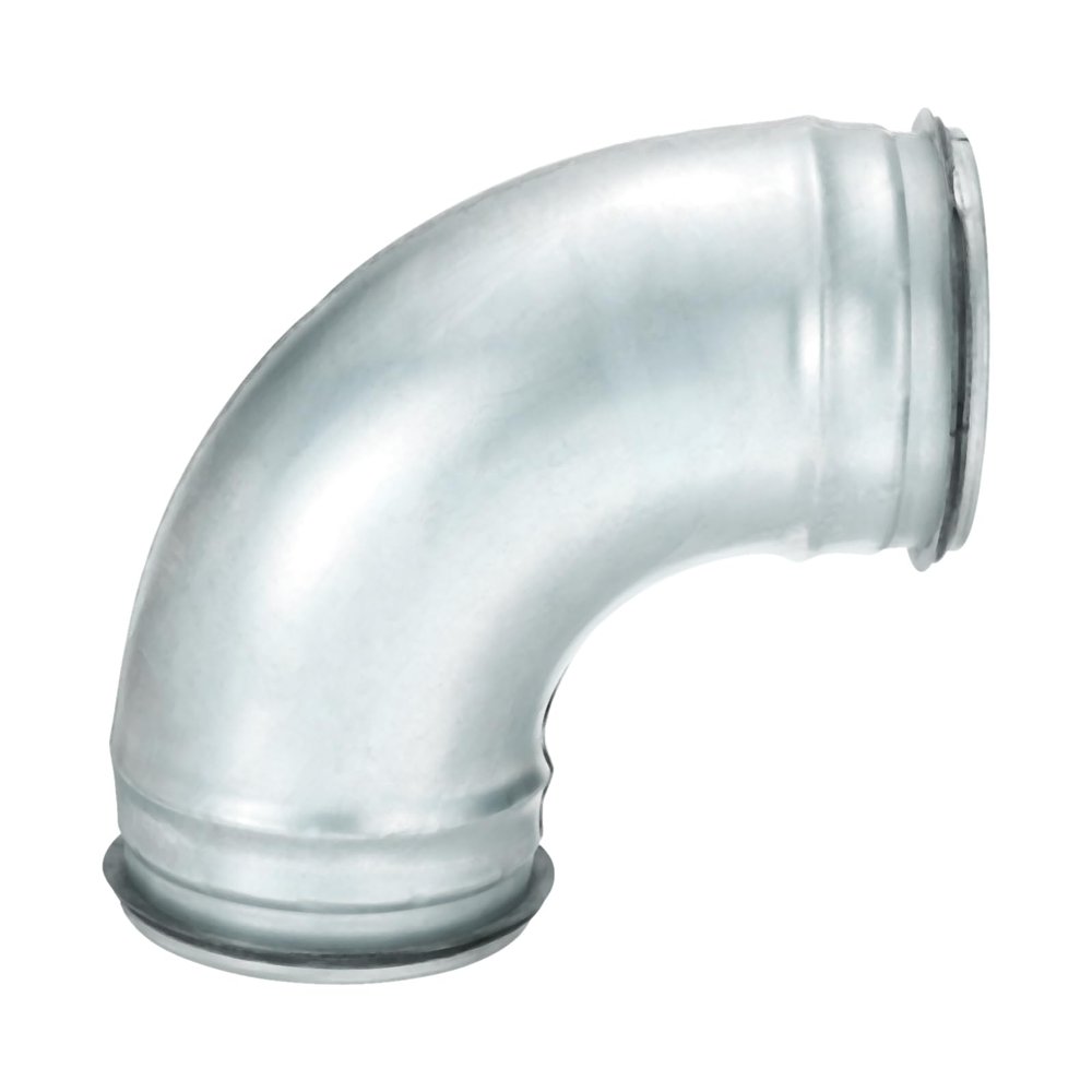 YKMBFEQC 4-Inch 90-Degree Duct Connector, Galvanized Steel Elbow with Rubber Gasket