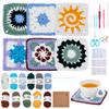 INFUNLY 6-Style Granny Square Crochet Kit for Adults, 8 x 8-Inch Floral Squares, DIY Starter Set with Instructions and Blocking Mat view 1