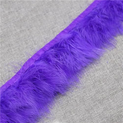 WDZDS Purple Fluffy Rooster Hackle Feather Fringe Trim, 8–10 cm Wide × 2 m