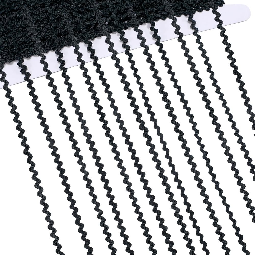 GORGECRAFT 40 m Black 3 mm Rickrack Trim, Wavy Zigzag Fabric Ribbon for DIY Crafts