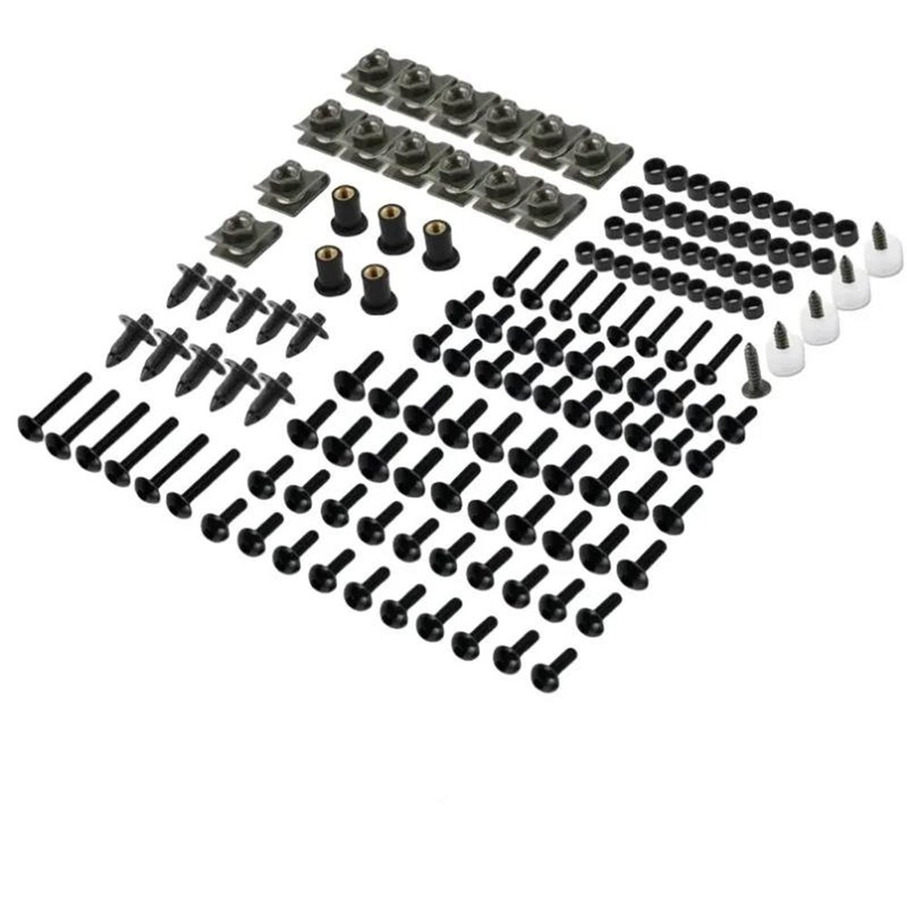 OKDJX 190-Piece M5/M6 Motorcycle Fairing Screw and Bolt Kit for Suzuki (Black)
