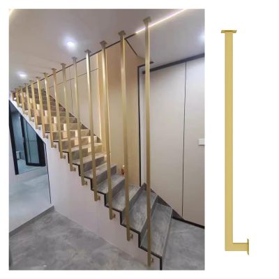 L-Shaped Metal Stair Railing Post, Gold, 1 Piece, 24 in