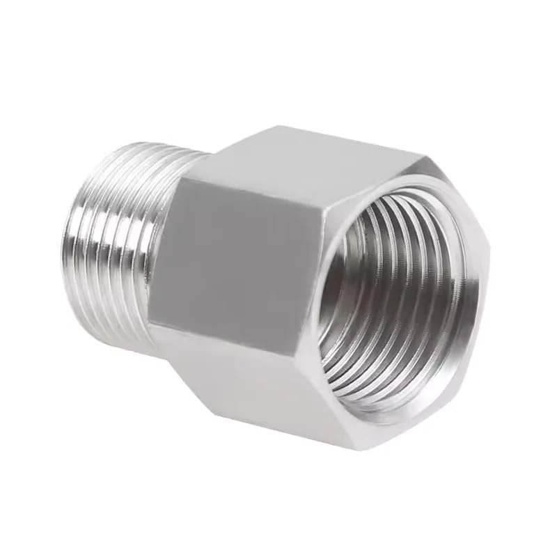 HBGNZU 1-Piece Female-to-Male BSP-Thread 304 Stainless Steel High-Pressure Pipe Fitting (F M12x1 to M M10x1)