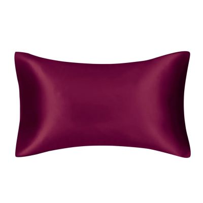 CYMMIYT Pure Solid Silky Satin Silk Pillowcase, Skin Care Hair Anti-Pillowcase, Queen King Full Size Pillow Cover, Burgundy, Standard (51 x 66 cm)