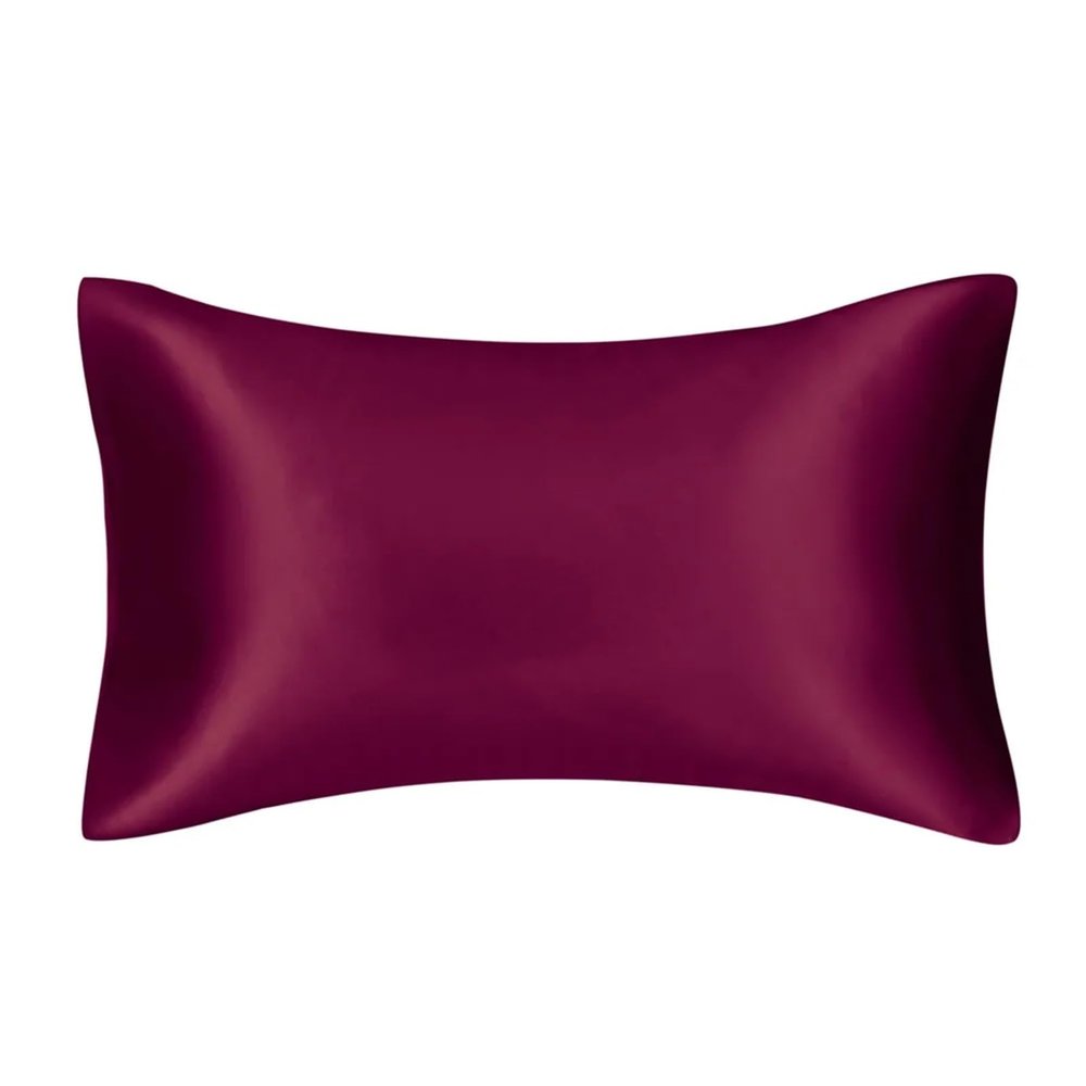 CYMMIYT Pure Solid Silky Satin Silk Pillowcase, Skin Care Hair Anti-Pillowcase, Queen King Full Size Pillow Cover, Burgundy, Standard (51 x 66 cm)