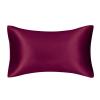 CYMMIYT Pure Solid Silky Satin Silk Pillowcase, Skin Care Hair Anti-Pillowcase, Queen King Full Size Pillow Cover, Burgundy, Standard (51 x 66 cm) view 1