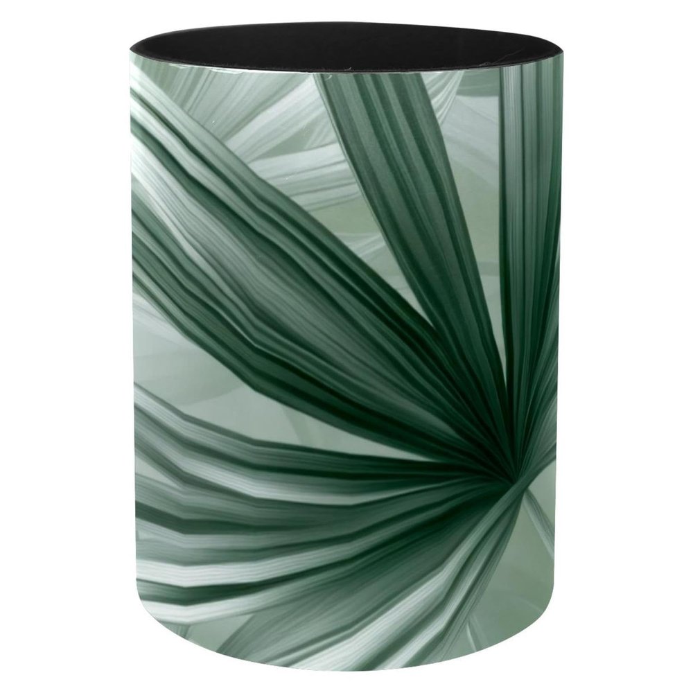 Desk Pen Holder with Tropical Palm Leaves, Sage Green