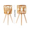 Mumuve Rattan Indoor Plant Stand, Straw-Woven Flower Holder Stool with Legs, Floor Planter Basket Rack, Wooden Plant view 3
