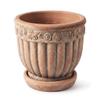 Wavy Studio Rustic Terracotta Flower Pot, 20.3 cm, with Saucer and Embossed Rose Pattern view 1