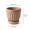 Wavy Studio Rustic Terracotta Flower Pot, 20.3 cm, with Saucer and Embossed Rose Pattern view 3
